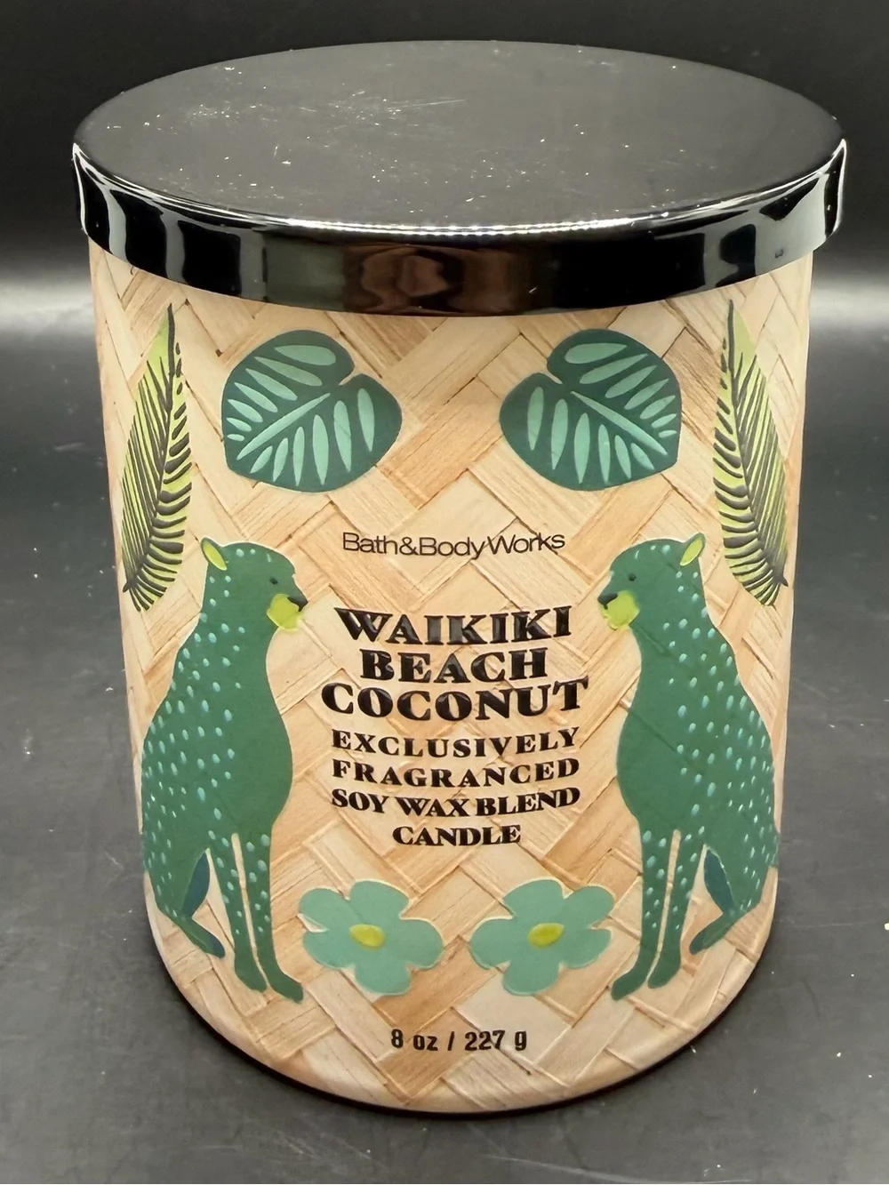 Bath & Body Works “Waikiki Beach Coconut” 8 OZ Candle - Green & Beige